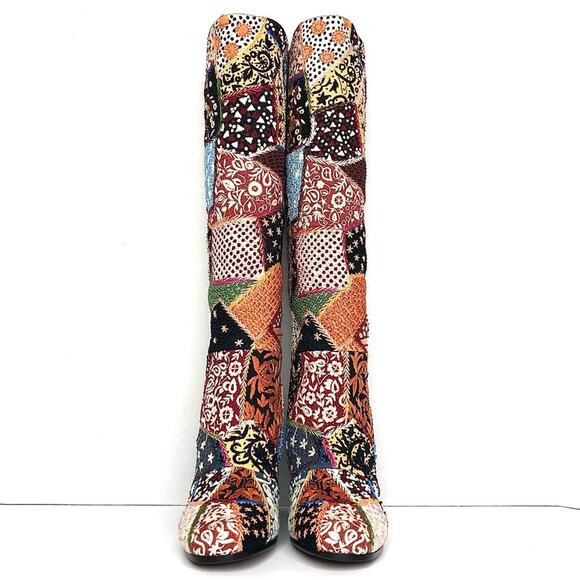 NEW Dior Diorage Patchwork Embroidered Beaded Peace and Love Tall Boots 36.5 - Picture 5 of 11